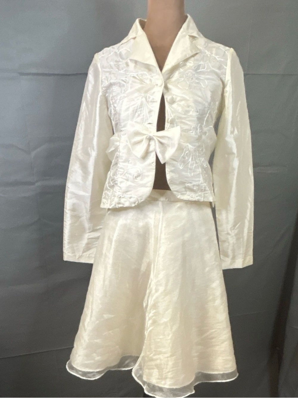 Bonnie Jean girls  Cream Satin Skirt with Matching Jacket Set